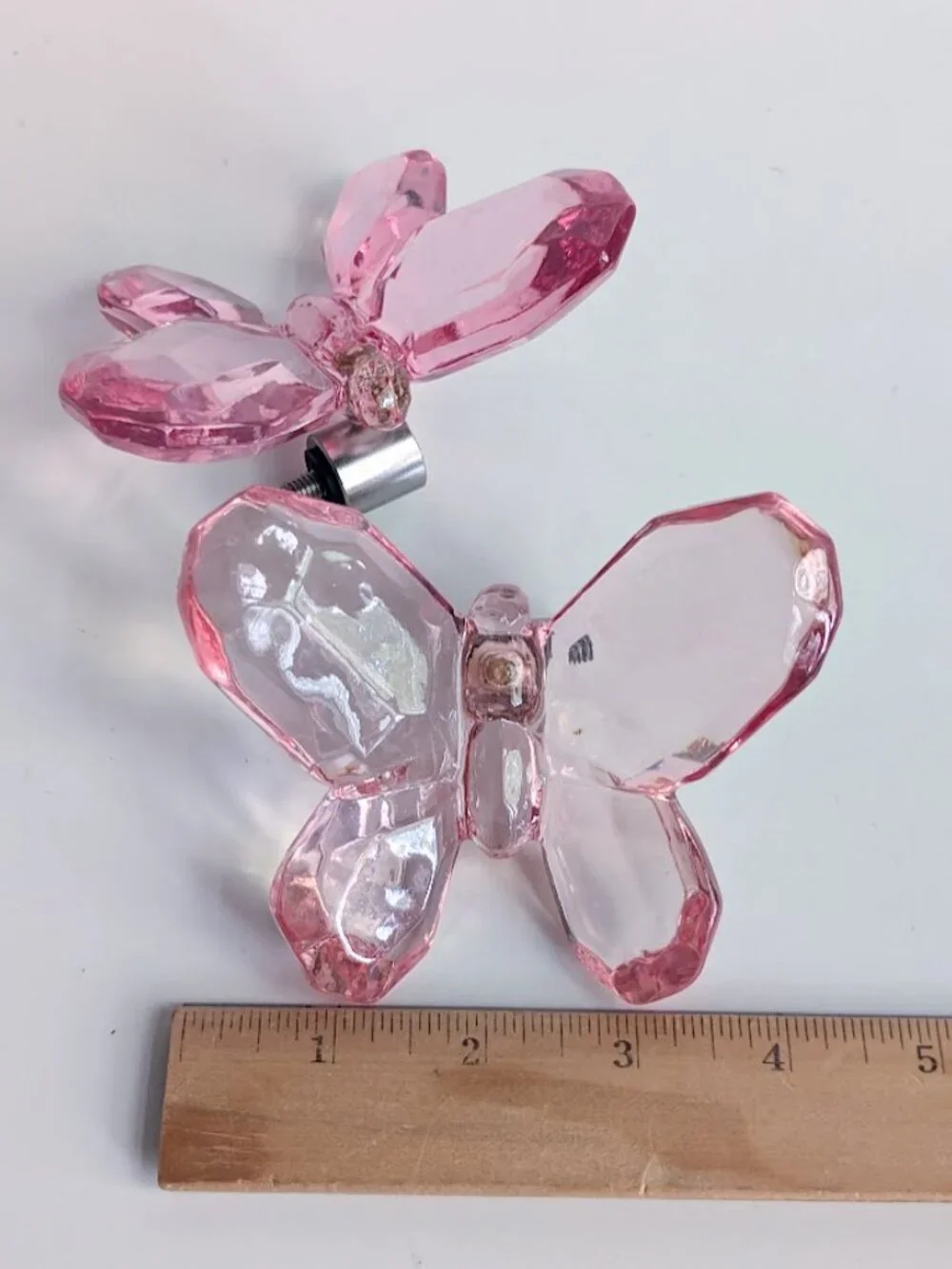2 Pottery Barn Crystal Look Butterfly Curtain Rod Finials